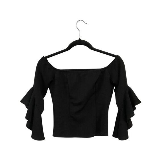 Charlotte Russe Tops - VTG Y2K Charlotte Russe Black Off The Shoulder Bell Sleeve Blouse Small Stretch